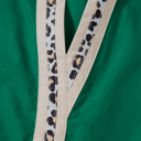  Evergreen Leopard Trim Blouse