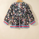  Midnight Bloom Tie-Neck Blouse