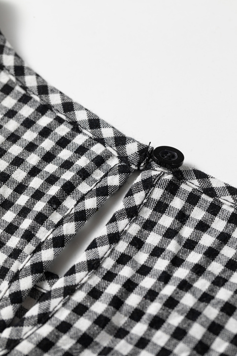 Midnight Plaid Shirred Blouse