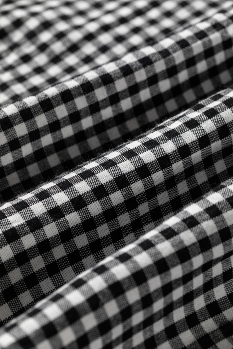 Midnight Plaid Shirred Blouse