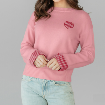 Sweet Little Gingham Knit Sweater