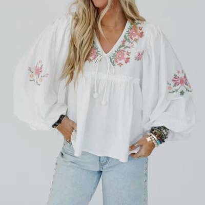 Wildflower Whimsy Peasant Top