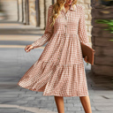  Button Front Tiered Midi Dress