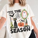  Tis the Season Halloween Shirt, Spooky Season Tee, Skeleton Halloween, Cute Ghost Halloween Graphic Tee, Comfort Colors® Fall Shirt
