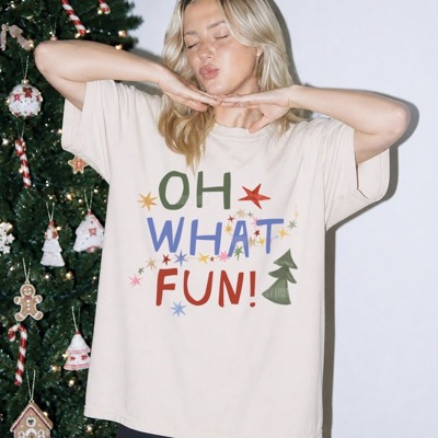 Oh What Fun Christmas Shirt, Whimsical Holiday Tee, Cute Christmas TShirt, Preppy Christmas Top for Women, Merry Christmas Shirt