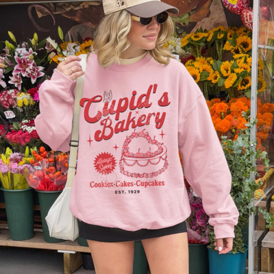 Cupids Bakery Sweatshirt, Womens Valentines Day Shirt, Cherry Cake Sweatshirt, Love Shirt, Funny Valentine Shirt