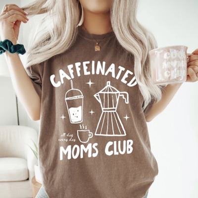 Caffeinated Moms Club Shirt, Caffeinated Mama Tshirt, Mothers Day Gift, Funny Mama Shirt, Iced Coffee Tee, Coffee Lover Shirt