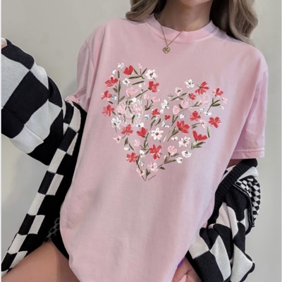 Spring Flower Shirt, Vintage Pressed Flower Shirt, Comfort Colors® Shirt, Floral Heart Shirt, Easter Shirt