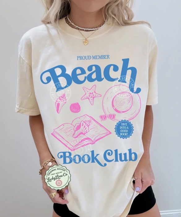 Beach Book Club Shirt, Book Lover Gift, Bookworm Shirt, Summer Graphic Tee, Reading Shirt, Comfort Colors® Tshirt
