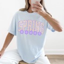 Small Blue Spring Vibes Shirt, Comfort Colors Spring Graphic Tee, Easter Gift, Womens Spring Tshirt