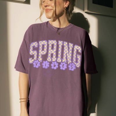 Spring Vibes Shirt, Comfort Colors Spring Graphic Tee, Easter Gift, Womens Spring Tshirt