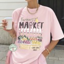 Small Pink Farmers Market Shirt, Italian Summer Shirt, Womens Summer Graphic Tee, Il Mercato Shirt, Trendy Summer Tee, Farmers Market Tshirt