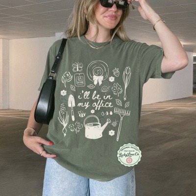 Gardening Shirt for Women, I’ll Be in My Office Shirt, Plant Lover Shirt, Funny Garden Tshirt, Floral Spring Shirt