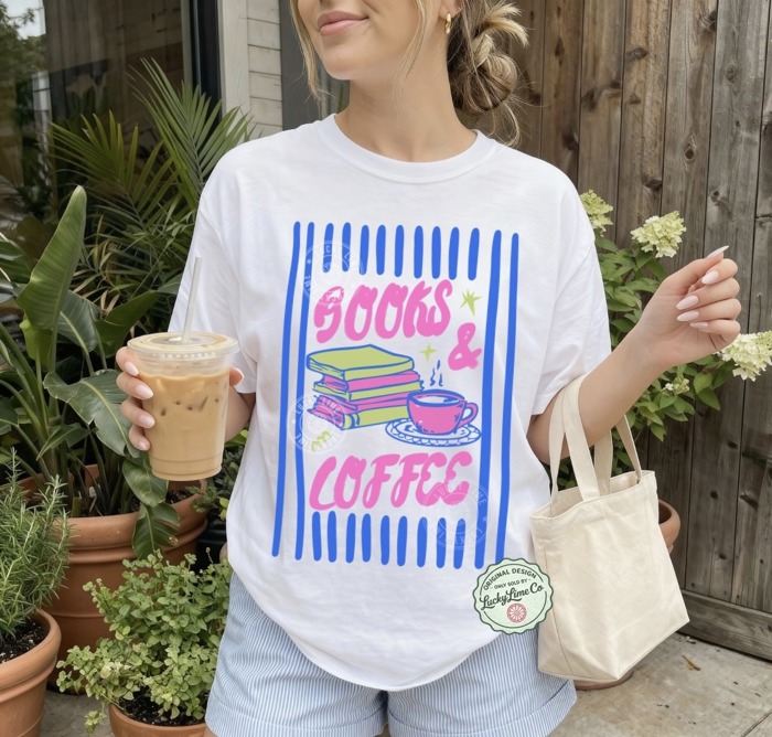 Books and Coffee Shirt, Bookish Shirt, Book Lover Tshirt, Bookworm Shirt, Reading Shirt, Gifts for Teachers