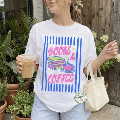 Books and Coffee Shirt, Bookish Shirt, Book Lover Tshirt, Bookworm Shirt, Reading Shirt, Gifts for Teachers