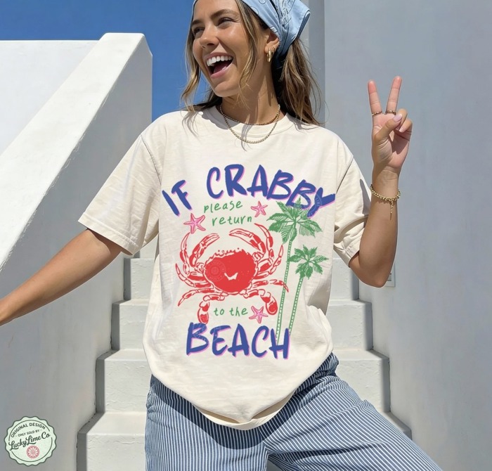 If Crabby Please Return to the Beach Shirt, Crab Tshirt, Summer Graphic Tee, Beachy Shirt, Summer Vibes Shirt