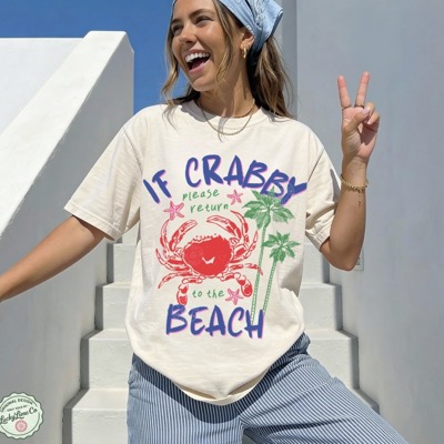 If Crabby Please Return to the Beach Shirt, Crab Tshirt, Summer Graphic Tee, Beachy Shirt, Summer Vibes Shirt