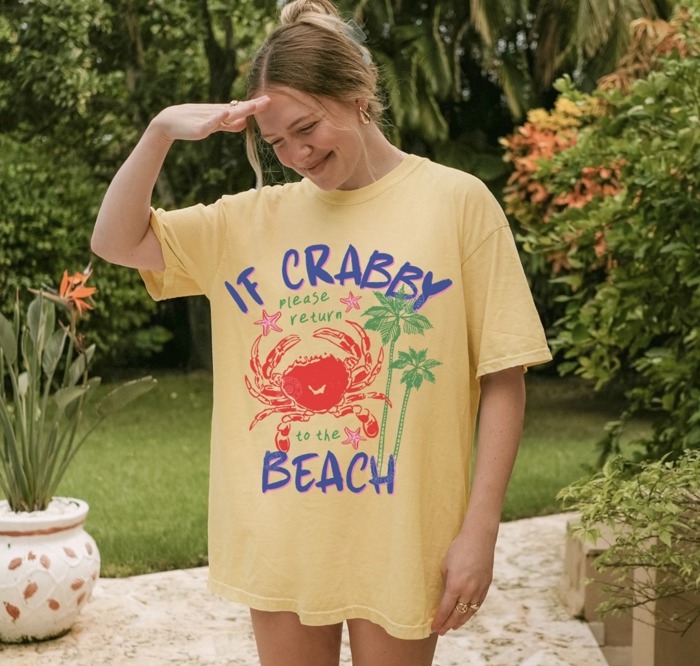 If Crabby Please Return to the Beach Shirt, Crab Tshirt, Summer Graphic Tee, Beachy Shirt, Summer Vibes Shirt