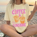 Small Yellow Iced Coffee and Sunshine Shirt, Iced Coffee Shirt, Coffee Lover Gifts, Trendy Coffee Tshirt, Summer Graphic Tee