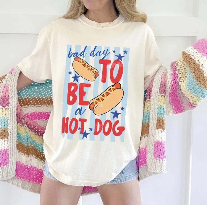 Bad Day To Be a Hot Dog Shirt, Hot Dog Lover Shirt, Comfort Colors® Summer Tee, Bad Day to Be a Hotdog, Funny 4th of July Shirt