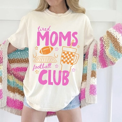 Tired Moms Football Club Shirt, Comfort Colors Football Mom Shirt, Trendy Mama Tshirt, Sports Mom Gift, Football Season Game Day Tee