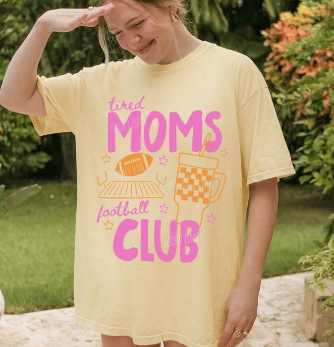 Tired Moms Football Club Shirt, Comfort Colors Football Mom Shirt, Trendy Mama Tshirt, Sports Mom Gift, Football Season Game Day Tee