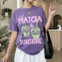 Small Purple Iced Matcha and Sunshine Shirt, Matcha Lover Tshirt, Sunshine Graphic Tee, Summer Shirts for Women, Trendy Summer Apparel