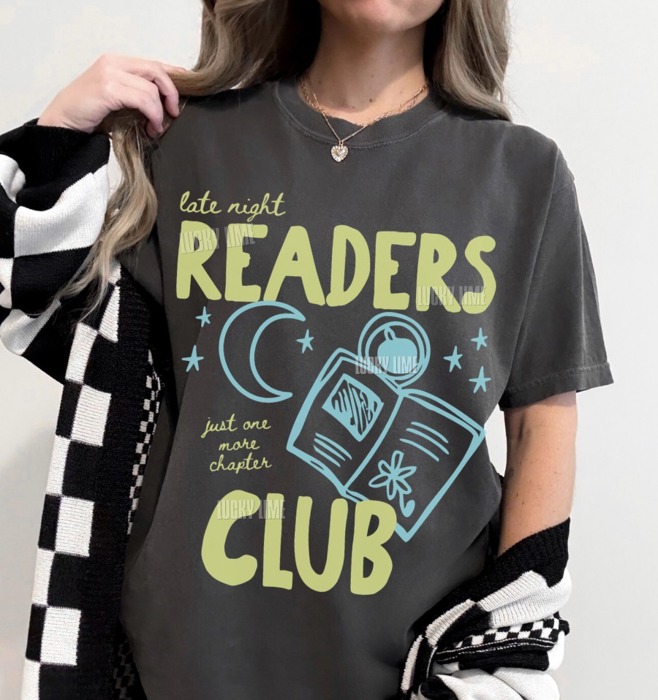 Late Night Readers Club Shirt, Reading Shirt, Bookworm Tshirt, Bookish Shirt for Women, Teacher Shirts