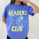 Small Blue Late Night Readers Club Shirt, Reading Shirt, Bookworm Tshirt, Bookish Shirt for Women, Teacher Shirts