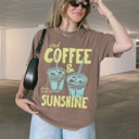 Small Brown Iced Coffee and Sunshine Shirt, Iced Coffee TShirt, Coffee Lover Gift, Trendy Coffee Tshirt, Summer Graphic Tee