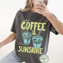  Iced Coffee and Sunshine Shirt, Iced Coffee TShirt, Coffee Lover Gift, Trendy Coffee Tshirt, Summer Graphic Tee