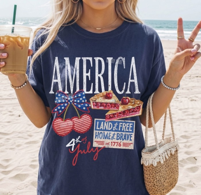 Retro 4th of July Shirt, America Collage Tshirt, Womens 4th of July Tee, Comfort Colors Patriotic Shirt
