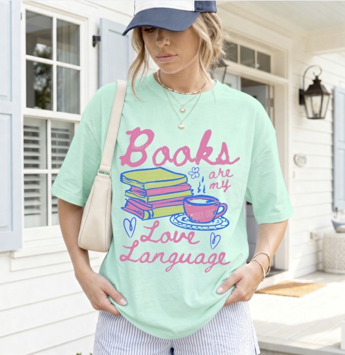 Books are My Love Language Shirt, Bookish Tshirt, Book Lover Gift, Bookworm Graphic Tee, Reading Shirt for Women