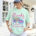 Small Green Books are My Love Language Shirt, Bookish Tshirt, Book Lover Gift, Bookworm Graphic Tee, Reading Shirt for Women