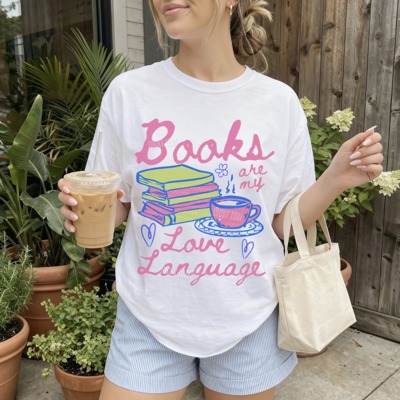Books are My Love Language Shirt, Bookish Tshirt, Book Lover Gift, Bookworm Graphic Tee, Reading Shirt for Women