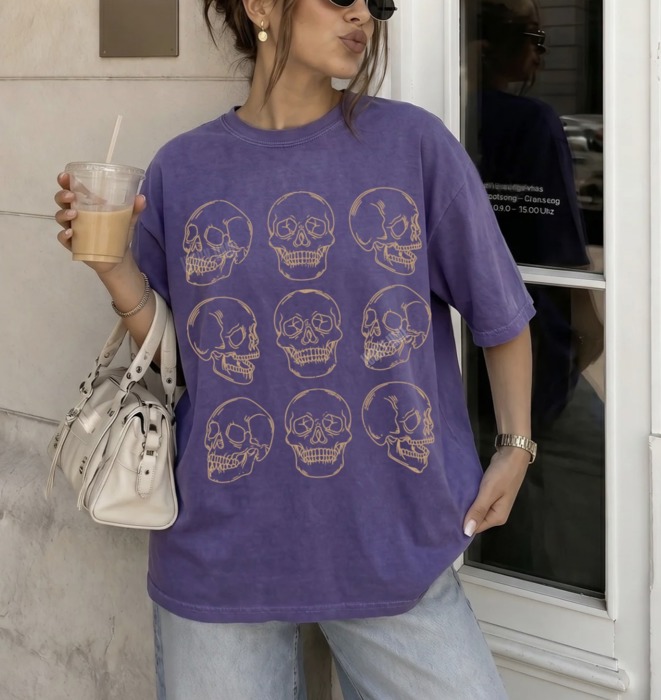 Skull Halloween Shirt, Skeleton Halloween Tshirt, Spooky Season Shirt, Retro Halloween Tee, Comfort Colors® Halloween Graphic Tee