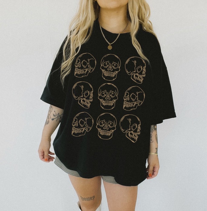 Skull Halloween Shirt, Skeleton Halloween Tshirt, Spooky Season Shirt, Retro Halloween Tee, Comfort Colors® Halloween Graphic Tee