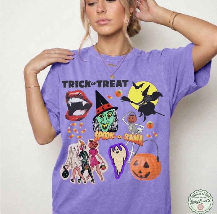Trick or Treat Shirt, Retro Halloween Collage Shirt, Retro Vintage Halloween Tshirt, Cute Halloween, Witch Halloween Shirt, Spooky Season Tee