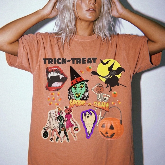 Trick or Treat Shirt, Retro Halloween Collage Shirt, Retro Vintage Halloween Tshirt, Cute Halloween, Witch Halloween Shirt, Spooky Season Tee