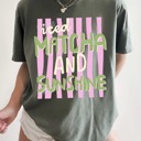  Iced Matcha and Sunshine Shirt, Trendy Summer Tee, Striped Design Shirt, Matcha Lover Graphic Tee