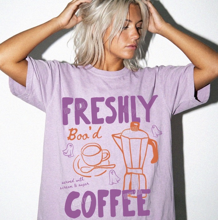 Freshly Boo’d Coffee Shirt, Halloween Coffee Shirt, Womens Halloween Tshirt, Spooky Season Tee, Cute Ghost Shirt, Coffee Weather Shirt
