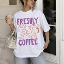 Small White Freshly Boo’d Coffee Shirt, Halloween Coffee Shirt, Womens Halloween Tshirt, Spooky Season Tee, Cute Ghost Shirt, Coffee Weather Shirt