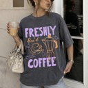  Retro Halloween Coffee Shirt, Freshly Boo’d Coffee Shirt, Trendy Fall Tshirts, Spooky Season Tee, Womens Fall Top, Halloween Graphic Tee