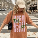 Small Orange Trick or Treat Shirt, Retro Halloween Tshirt, Womens Fall Clothing, Preppy Halloween Graphic Tee, Cute Halloween Shirts