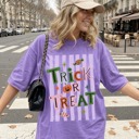  Trick or Treat Shirt, Retro Halloween Tshirt, Womens Fall Clothing, Preppy Halloween Graphic Tee, Cute Halloween Shirts