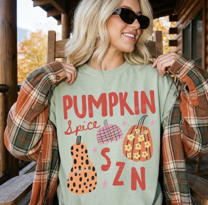 Pumpkin Spice Season Shirt, Pumpkin Spice SZN Tshirt, Womens Fall Graphic Tee, Fall Apparel, Autumn Vibes Shirt