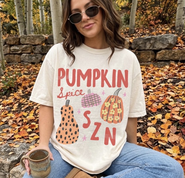Pumpkin Spice Season Shirt, Pumpkin Spice SZN Tshirt, Womens Fall Graphic Tee, Fall Apparel, Autumn Vibes Shirt