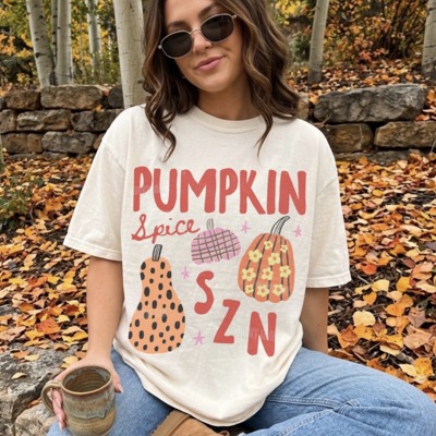 Pumpkin Spice Season Shirt, Pumpkin Spice SZN Tshirt, Womens Fall Graphic Tee, Fall Apparel, Autumn Vibes Shirt
