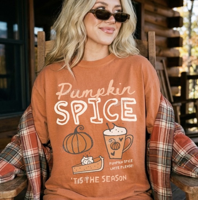 Comfort Colors® Pumpkin Spice Shirt, Pumpkin Pie Tshirt, Womens Fall Graphic Tee, Pumpkin Spice Latte Tshirt, PSL Shirt, Cute Fall Tee