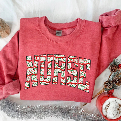 Nurse Christmas Sweatshirt, Merry Nurse Sweatshirt, Christmas Gift for Nurse, Christmas Tree Cake Sweatshirt